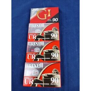 Lot of Four (4) New Blank Cassette Tapes – 90 Minutes – Maxell & JVC